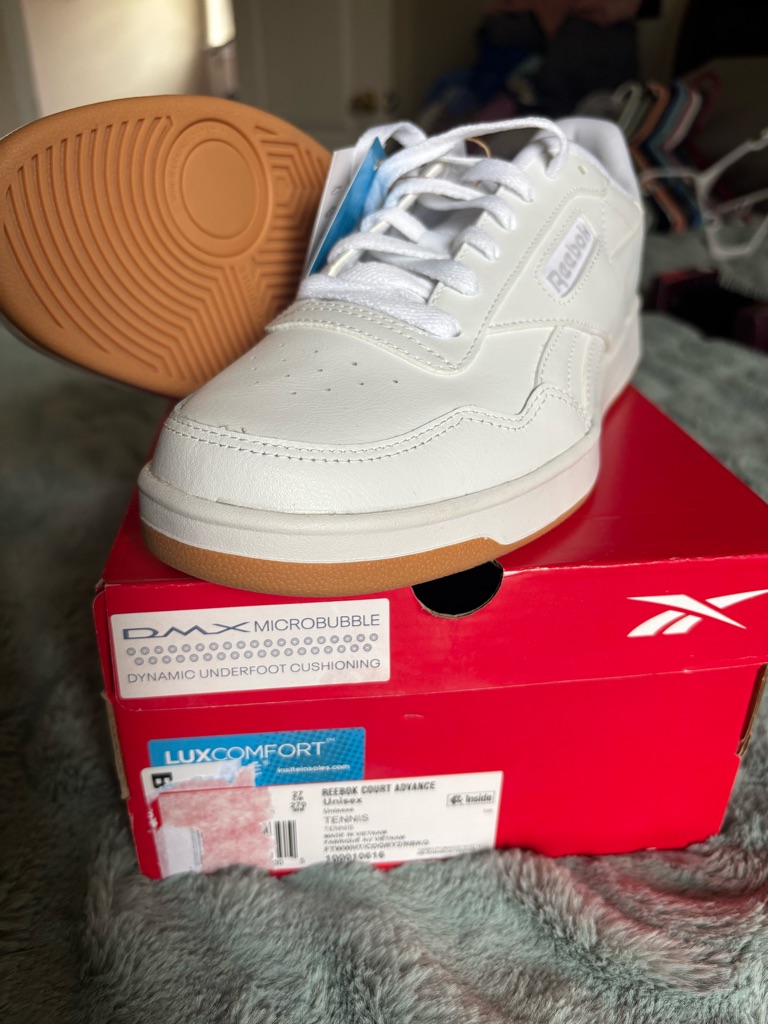 Reebok Men’s/Women’s White Leather Sneakers With Gum Outsole